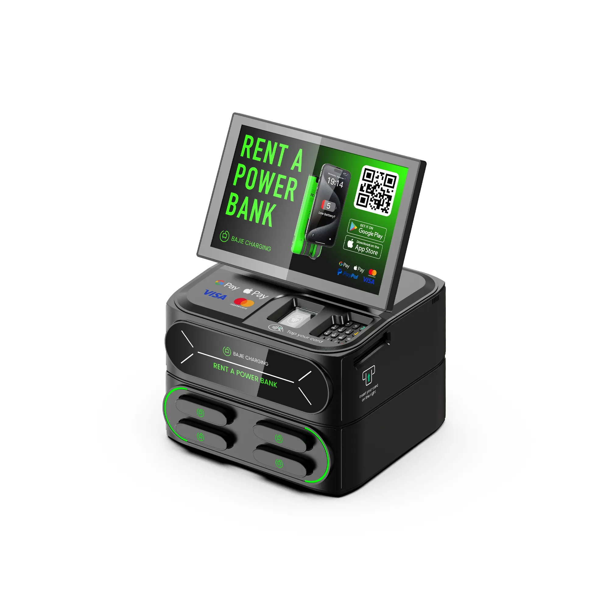 4-Slot Stackable Shared Power Bank Station