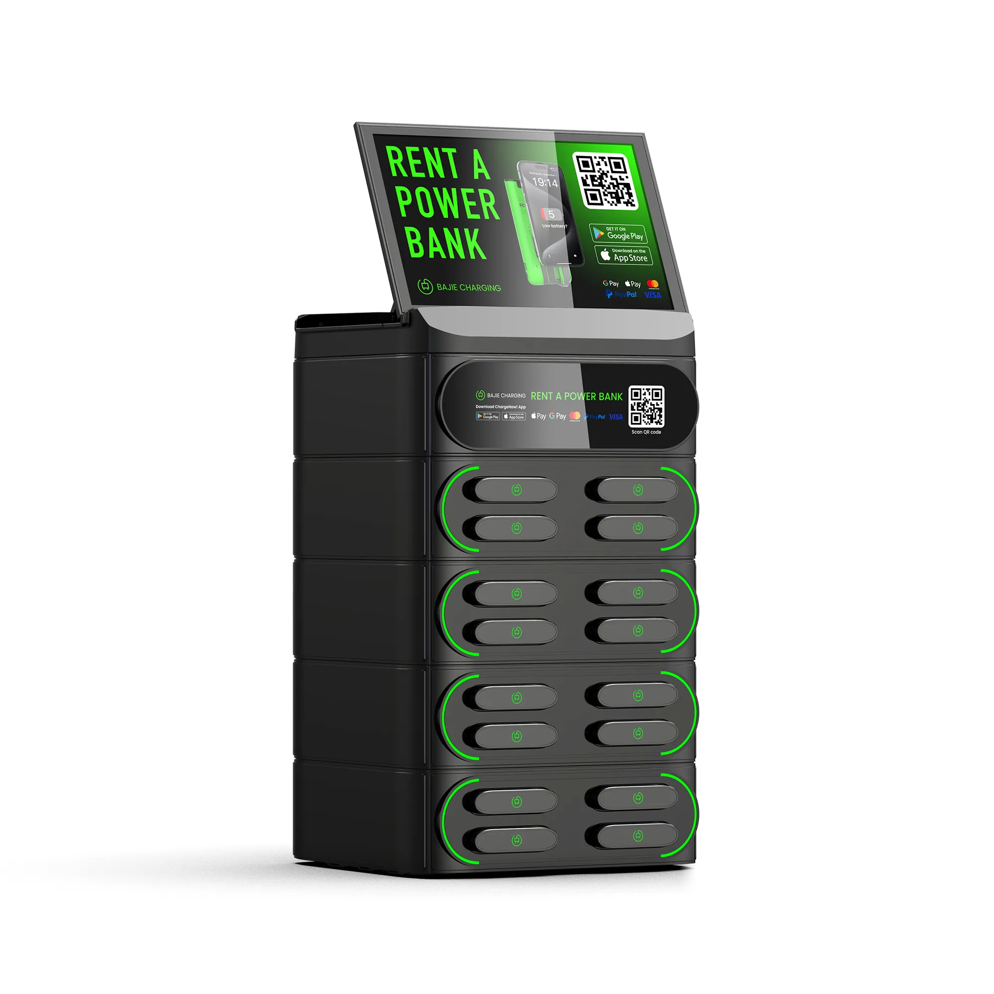 ​​16-Slot Stacked Charging Station With Screen