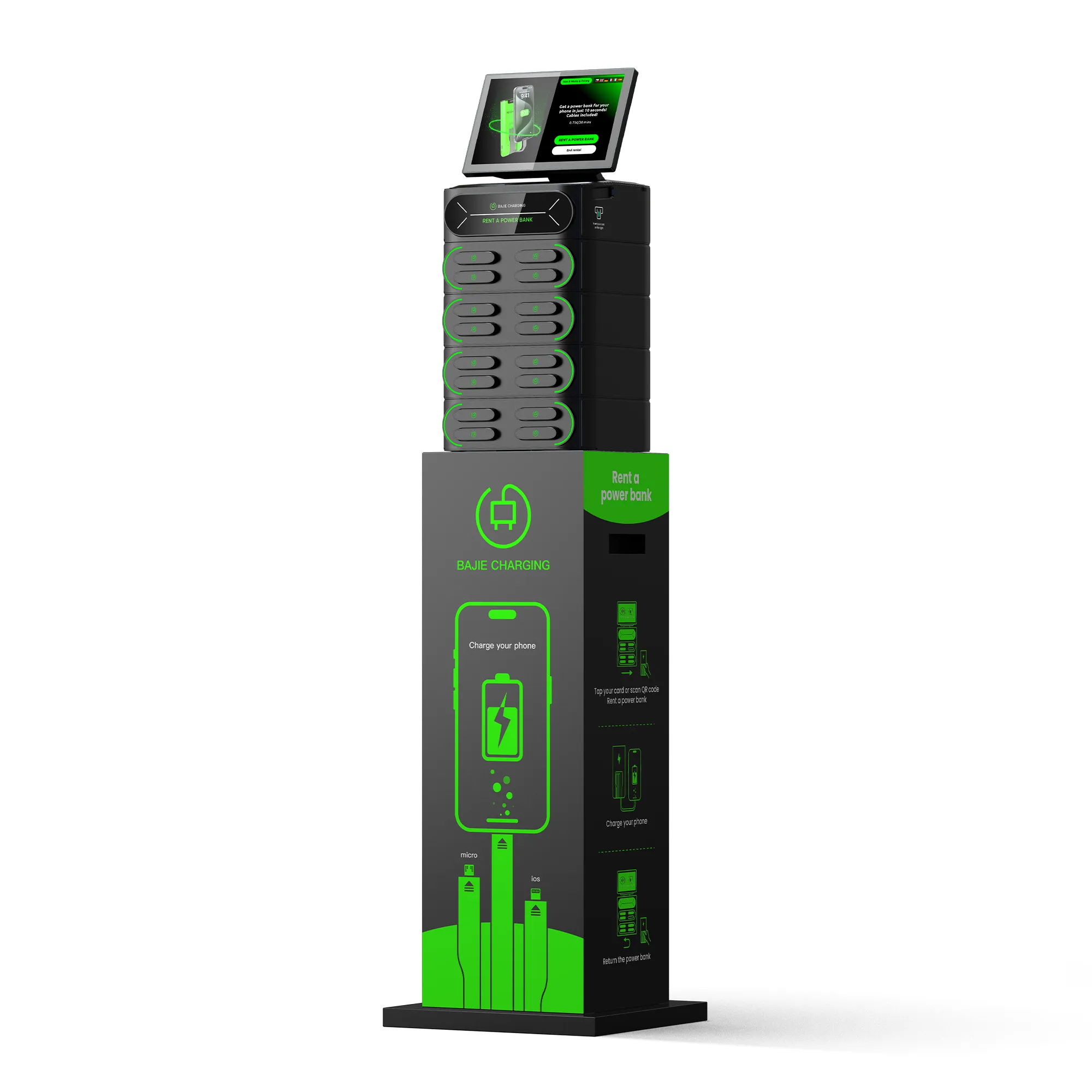 16 - Slot Power Bank Rental + Touch & POS