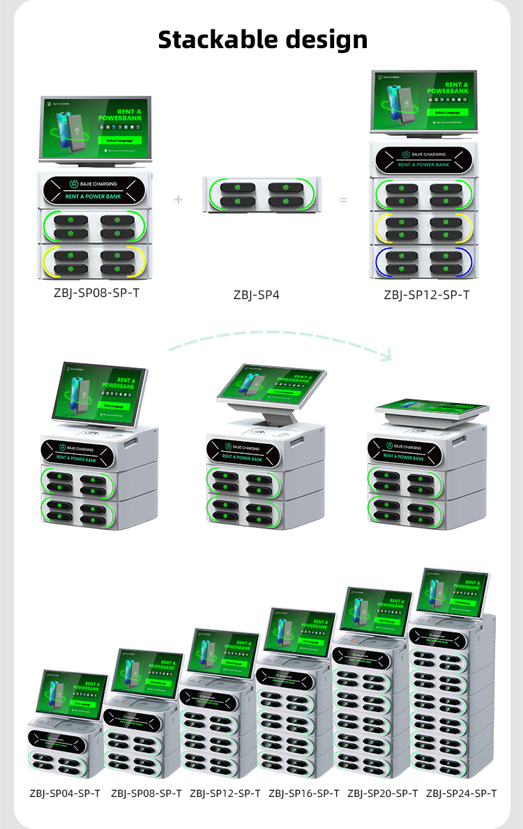 12 slots & touch screen & credit card shared power bank rental station