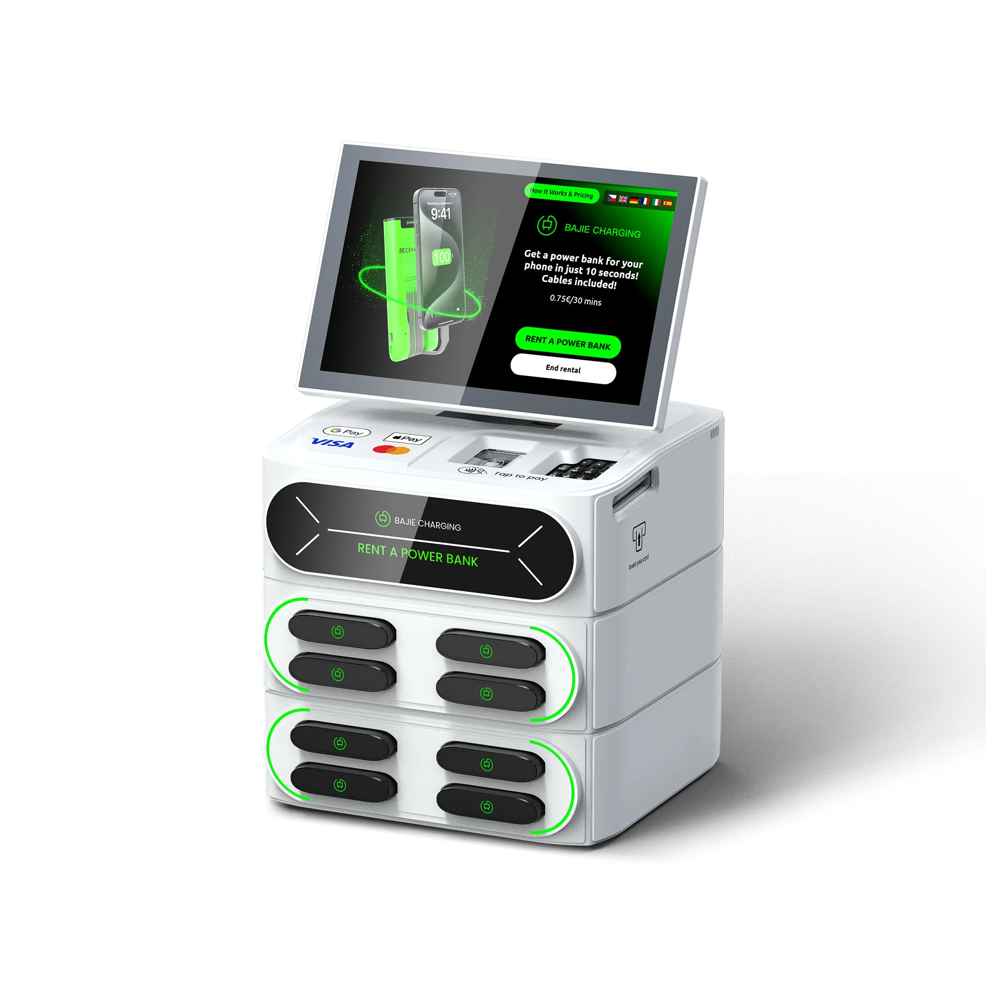 8-Slot Smart Charging Station (Touch Screen & POS)